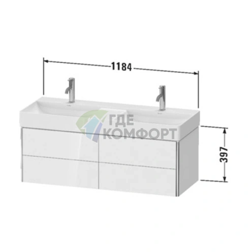 Тумба под раковину подвесная Duravit XSquare 235312, 4 ящика, 397×1184×460 мм, Night Blue SaM (XS416409898) - фото 2