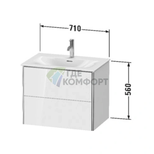 Тумба подвесная Duravit XSquare 234473 с 2 ящиками, 560x710x478 мм, цвет Night Blue SaM (XS432309898) - фото 2