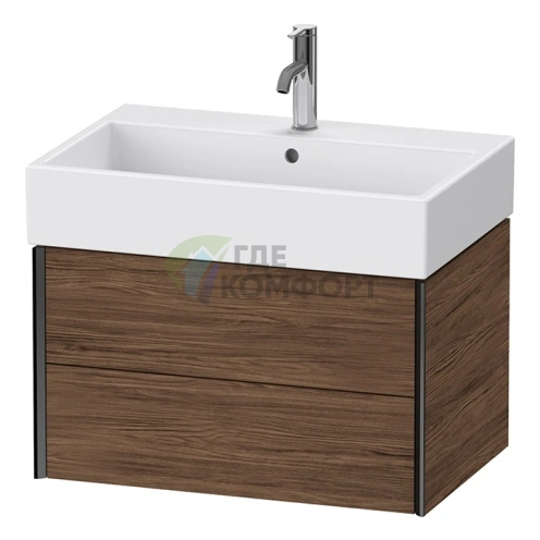 Тумба подвесная Duravit XViu для раковины, 2 ящика, цвет walnut dark/черный матовый (XV43350B221) - фото 1