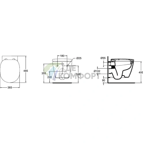 Подвесной унитаз Ideal Standard Connect E804601 укороченный - фото 6