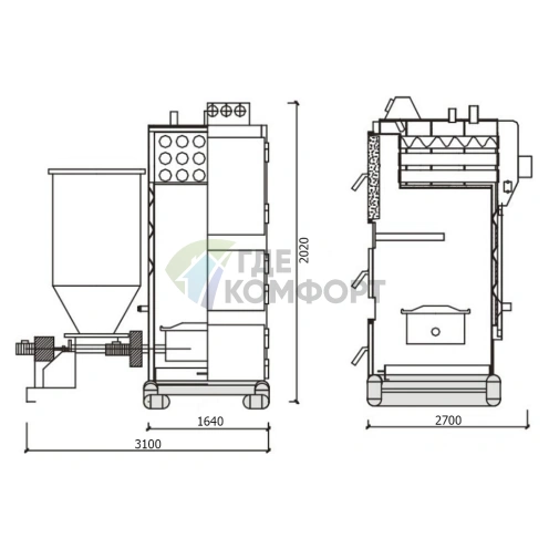 Твердотопливный напольный пеллетный котел Kentatsu Furst Vulkan Max PE-1020D - фото 2