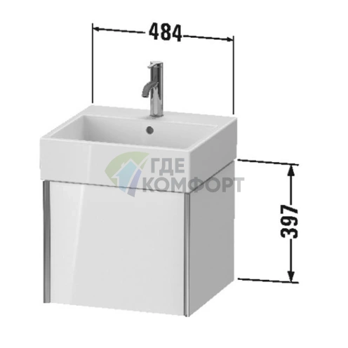 Тумба подвесная Duravit XViu для раковины 235050, 397x484x454 мм, 1 ящик, цвет walnut dark/черный матовый (XV42330B221) - фото 2