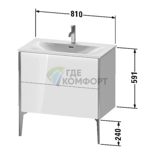 Подвесная тумба Duravit XViu с 2 ящиками, цвет walnut dark/черный матовый (XV43020B221) - фото 2