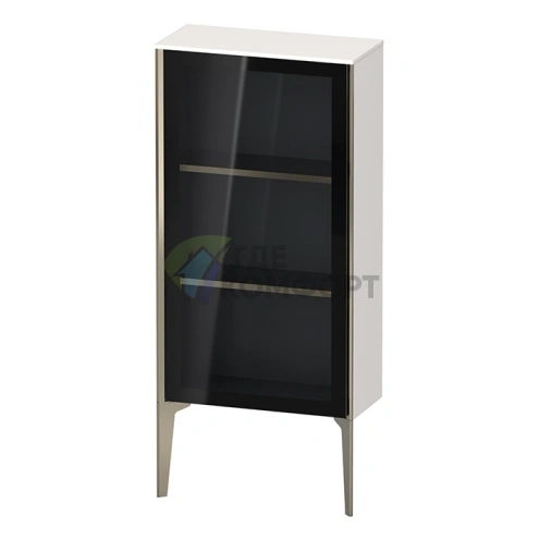 Подвесной шкаф Duravit XViu 890x500x240 мм со стеклянной дверью и полками, белый глянцевый/champagne matt (XV1361LB122) - фото 1