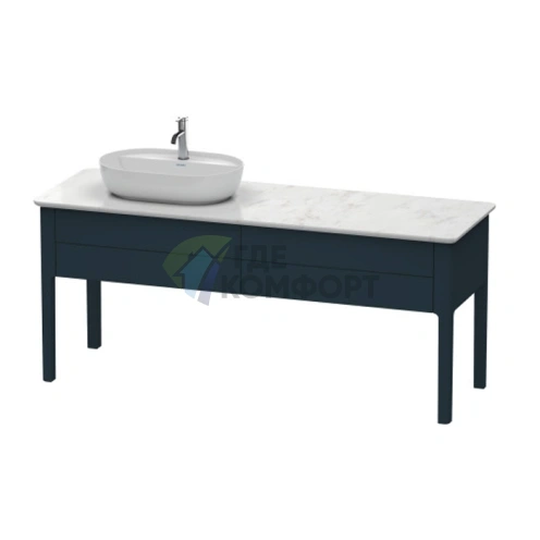 Напольная тумба Duravit Luv с 2 ящиками, раковина слева, темно-синий шелковисто-матовый (LU9563L9898) - фото 1