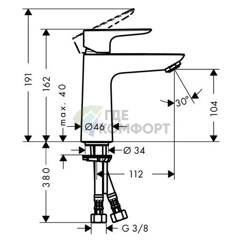 Смеситель для раковины Hansgrohe Talis E 110, хром (71710000) - фото 2