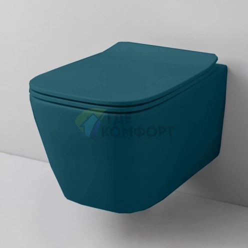 Подвесной унитаз Artceram A16 безободковый с системой крепления (цвет Verde Petrolio) (ASV003 42 00) - фото 1