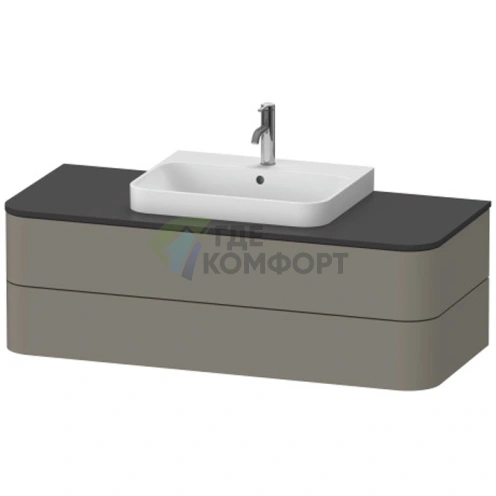 Подвесная тумба Duravit Happy D.2 Plus с 2 ящиками, цвет Stone Grey Satin Matt, 408x1300x550 мм (HP496209292) - фото 1