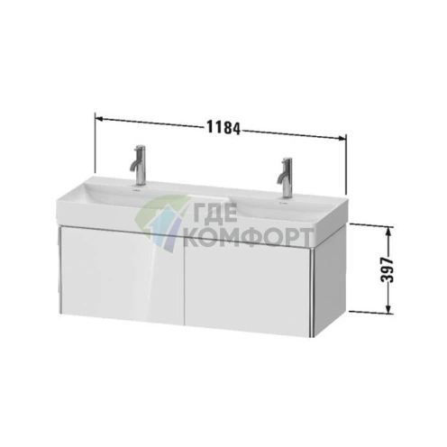 Тумба подвесная Duravit XSquare White High Gloss с двумя выдвижными ящиками (XS406402222) - фото 2