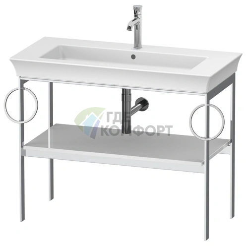 Консоль напольная Duravit White Tulip металлическая белая высокоглянцевая 760x984x450 мм с полкой (WT4547B8585) - фото 1