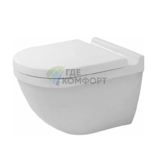 Подвесной унитаз Duravit Starck 3 с сиденьем с микролифтом (222509+006389)) - фото 1