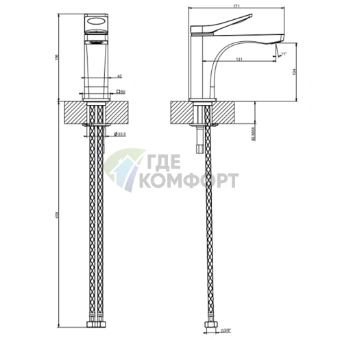 Смеситель для раковины GESSI Rilievo однорычажный, хром (59006#031) - фото 2