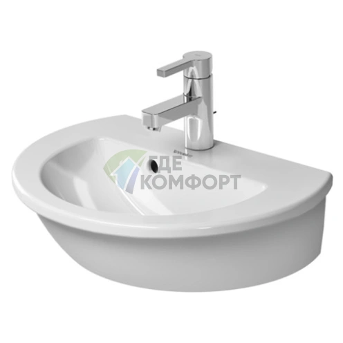 Раковина для рук Duravit Darling New с переливом, 1 отверстие под смеситель, 470x345 мм, белая (731470000) - фото 1