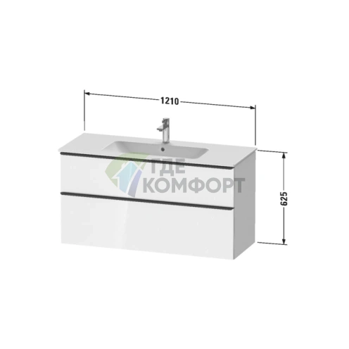 Тумбочка подвесная Duravit D-Neo 1210x462x625 мм, 1 ящик, Black Oak (DE436401616) - фото 2