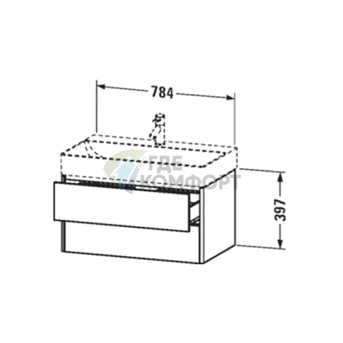 Тумба подвесная Duravit XSquare 397 мм белая глянцевая с 2 ящиками (XS416202222) - фото 2