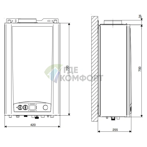 Газовый настенный двухконтурный котел Roda VorTech One OC24 - фото 2