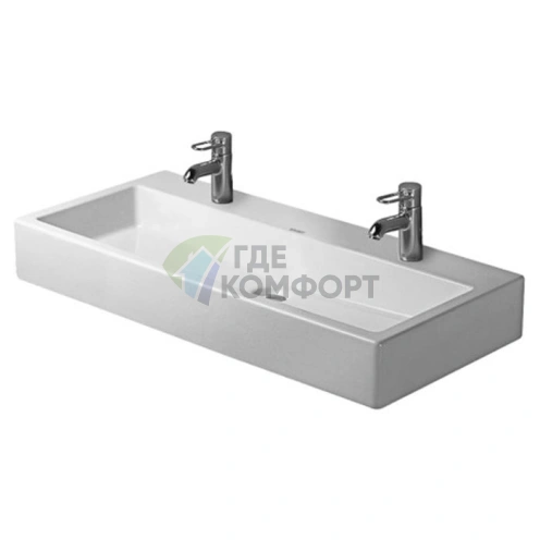 Раковина Duravit Vero для мебели без перелива, с 2 отверстиями под смеситель, 1000x470 мм, белая (454100043) - фото 3