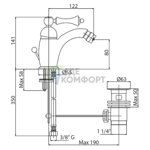 Смеситель для биде Cezares Margot MARGOT-BSM1-02-M - фото 3
