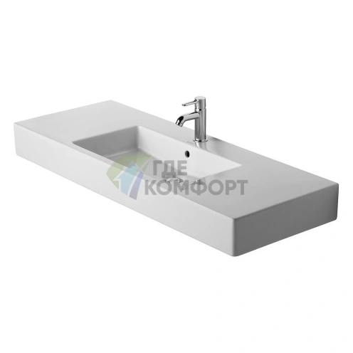 Раковина Duravit Vero для мебели с переливом и отверстием под смеситель 1250x490 мм, белая (329120000) - фото 1