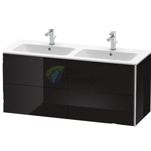 База под раковину Duravit XSquare 1280 мм с 4 выдвижными ящиками, цвет черный глянец (арт. 233613) (XS417504040) - фото 1