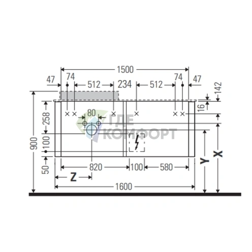 Подвесная тумба Duravit Happy D.2 Plus, 4 ящика, белый глянец, 408x1600x550 мм (HP4963R2222) - фото 2