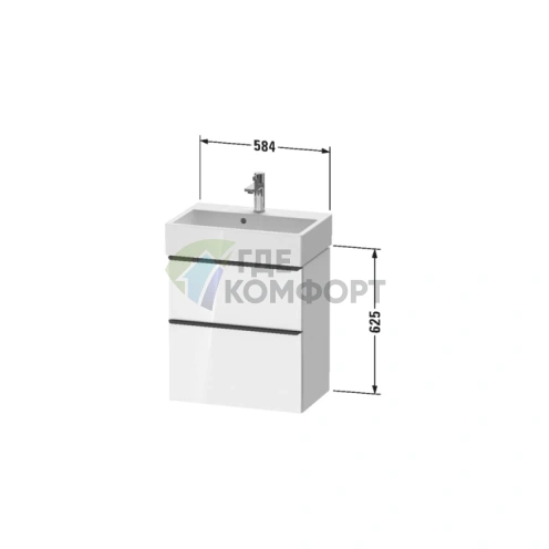 Тумбочка подвесная Duravit D-Neo Compact 584x372x625 мм, 1 ящик, Black Oak (DE432901616) - фото 2