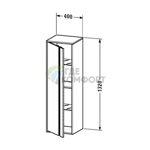 Высокий шкаф Duravit Ketho 400x360x1320 мм, белый глянцевый, со стеклянными и деревянными полками (KT1257R2222) - фото 2