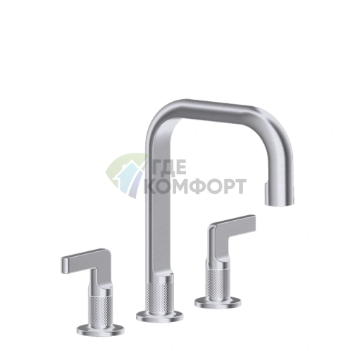 GESSI Inciso — Трехдырковый смеситель для раковины с донным клапаном в цвете Finox (58013#149) - фото 1