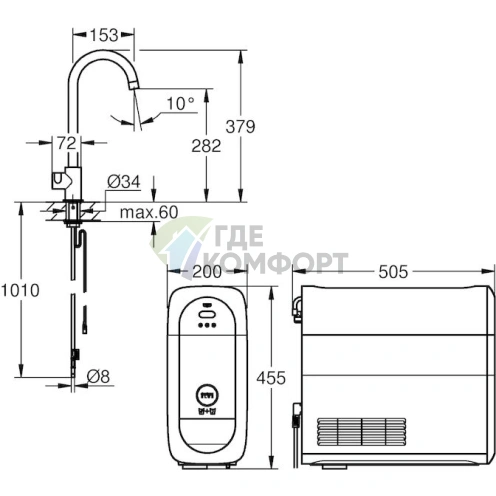 Кухонный кран Grohe Blue Home 31498000 для фильтрации и газирования воды - фото 5