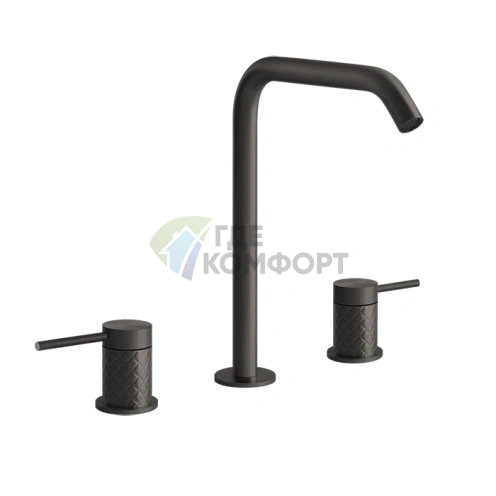 Смеситель для раковины GESSI 316 на 3 отверстия, цвет brushed black metal PVD (54111#707) - фото 1