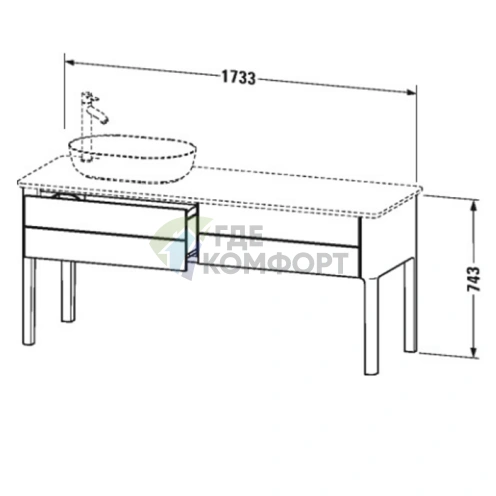 Консоль Duravit Luv из кварцевого камня: белый структурный, 1788x595 мм, раковина слева (LU9468L1717) - фото 2