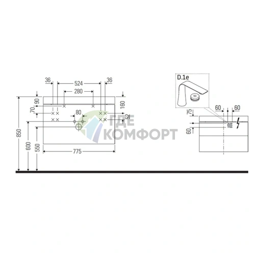 Комплект мебели Duravit Happy D.2 Plus с раковиной биколор графит супермат (HP4637O8080) - фото 2