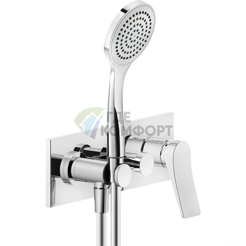 Встраиваемый смеситель для ванны GESSI Rilievo с душевой лейкой и переключателем, хром (59141#031) - фото 1