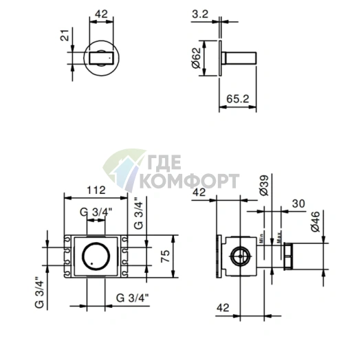 Запорный вентиль FANTINI VENEZIA внешняя часть без ручки Nickel PVD (29 95 N291SB) - фото 2