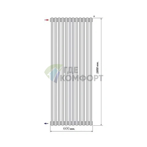Радиатор стальной трубчатый Purmo Delta Laserline MR 2180 1800х600 12 секций с нижней подводкой - фото 3