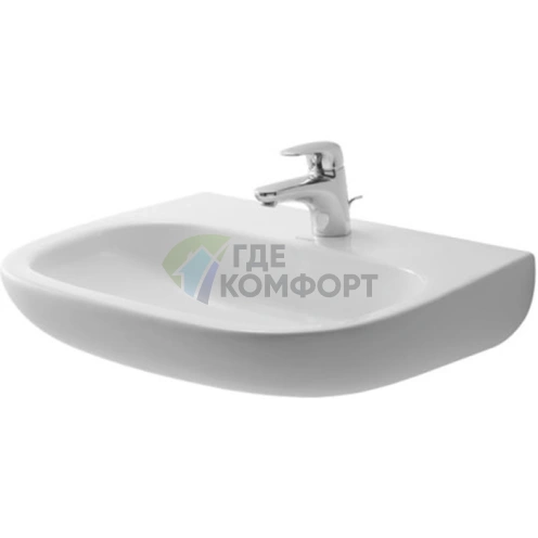 Медицинская раковина Duravit D-Code 600x460 мм без перелива, с одним отверстием под смеситель, белая (23116000002) - фото 1