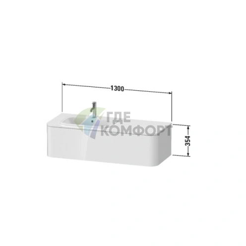 Столешница Duravit Happy D.2 Plus 1300x550мм Graphite Supermatt с вырезом под раковину для тумб HP4932-HP4972 (HP031KM8080) - фото 2