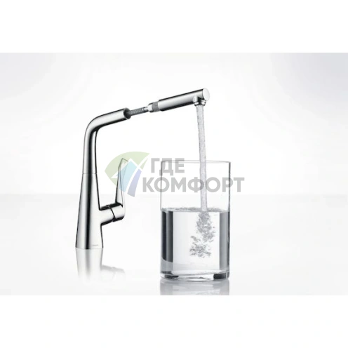 Смеситель Hansgrohe Metris для кухни с вращающимся изливом - фото 2