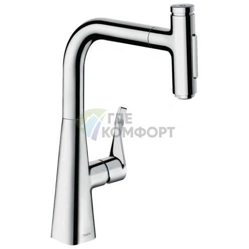 Кухонный смеситель Hansgrohe Metris Select M71 с вытяжным душем, хром (73822000) - фото 1