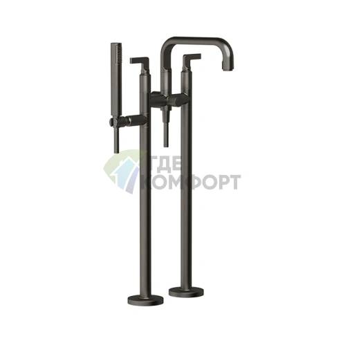 Напольный смеситель для ванны GESSI INCISO с ручным душем, цвет Black Metal Brushed PVD (58029#707) - фото 1