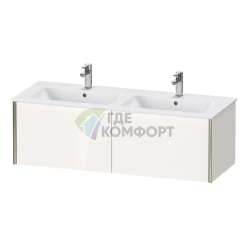 Подвесная тумба Duravit XViu 400x1280 для двойной раковины, 2 ящика, белый глянцевый/шампань мат (XV40290B122) - фото 1