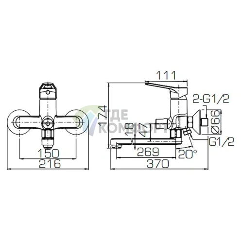 Смеситель Bravat Eco F00414С с душевым гарнитуром для комфортного использования - фото 3