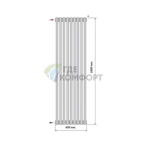 Радиатор стальной трубчатый Purmo Delta Laserline AB 3180 1800х450 9 секций с боковой подводкой - фото 4