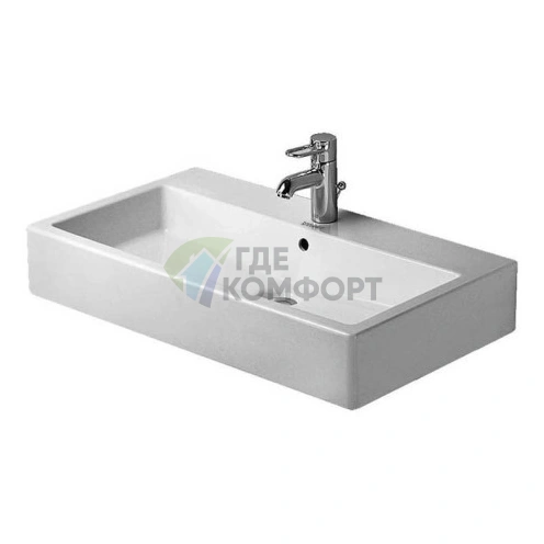 Раковина Duravit Vero: умывальник без перелива с тремя отверстиями под смеситель, 800×470 мм, белый (454800073) - фото 1
