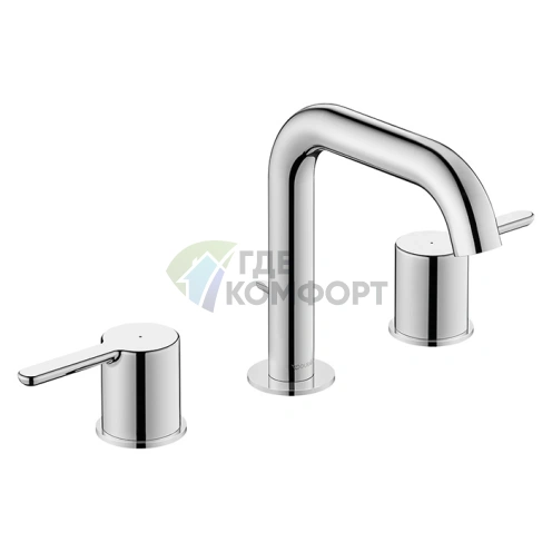 Смеситель для раковины Duravit C.1 на 3 отверстия, излив 140 мм, с донным клапаном, хром (C11060005010) - фото 1