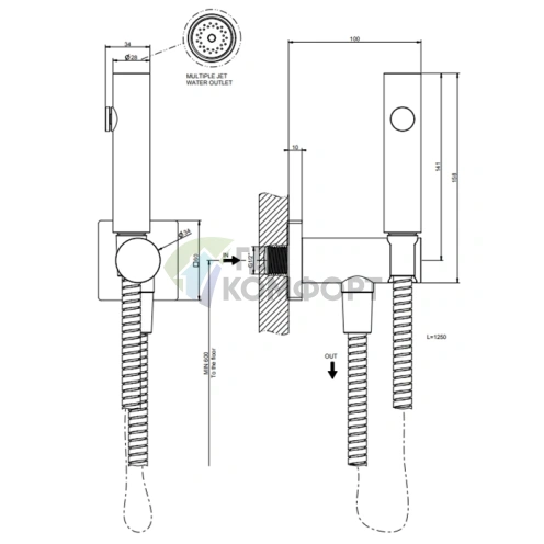 Гигиенический душ GESSI Rilievo настенный, хром (59153#031) - фото 2