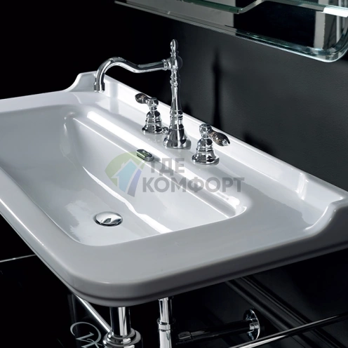 Керамическая раковина Kerasan Waldorf 120х55 см белая с хромированной заглушкой (4144K1bi/cr*1) - фото 3