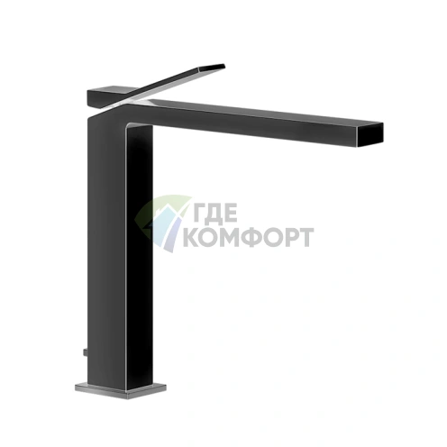 Gessi Rettangolo K Черный Смеситель для Раковины на 1 Отверстие с Донным Клапаном (53003#299) - фото 1