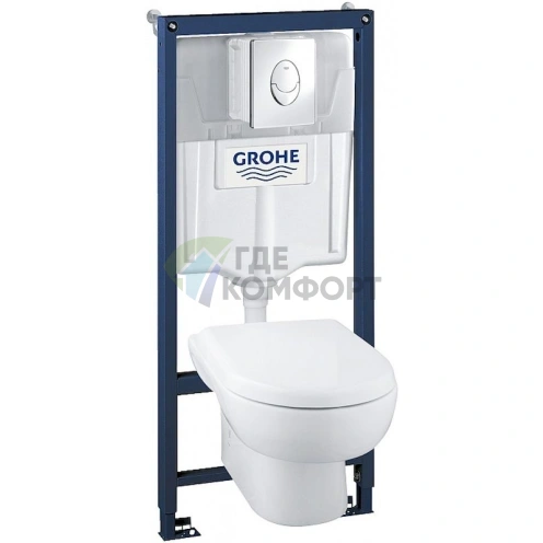 Grohe Solido 39191000: Комплект подвесного унитаза с инсталляцией и кнопкой — немецкое качество и стиль - фото 1