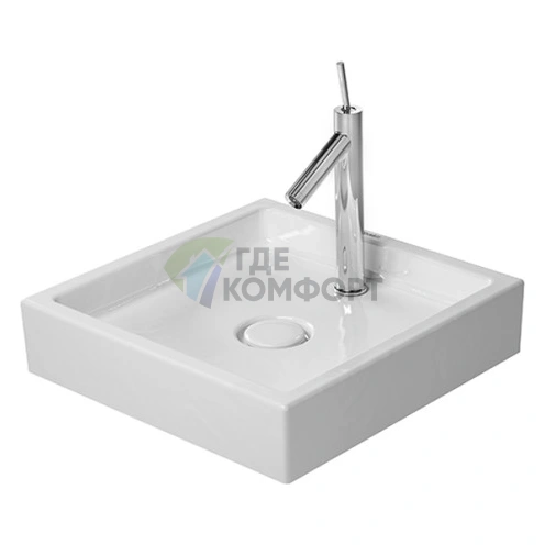Раковина Duravit Starck шлифованная без перелива и площадки, с креплением и керамическим выпуском (387470027) - фото 1